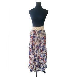 Cecico Floral Maxi Skirt in Cream and Blue GUC M
